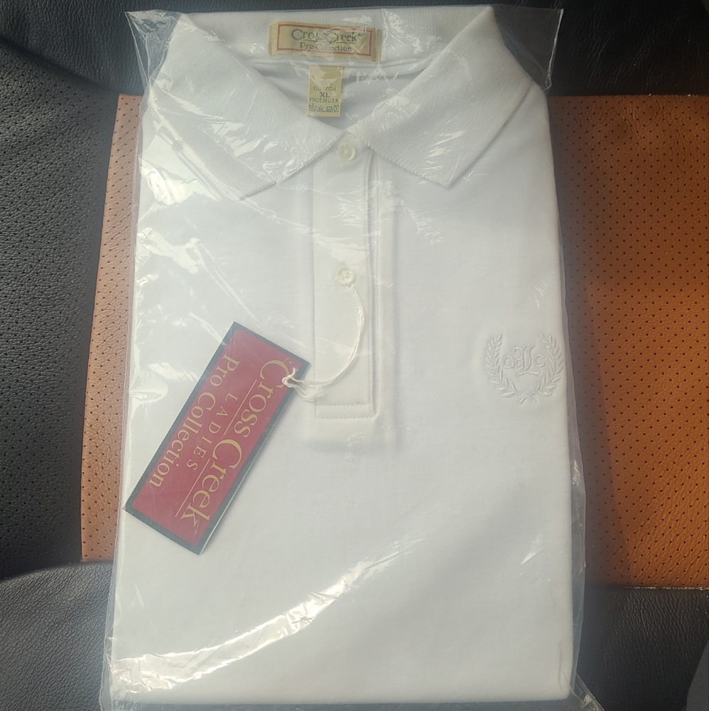 Vintage cross creek ladies pro collection short sleeve white golf shirt xl